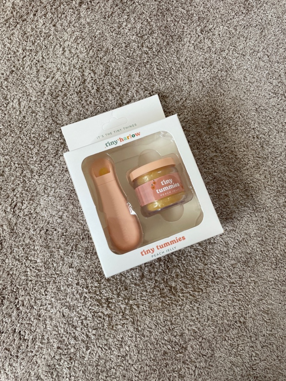 tiny Harlow tummies Peach Jelly Feeding Set in Soft Peach